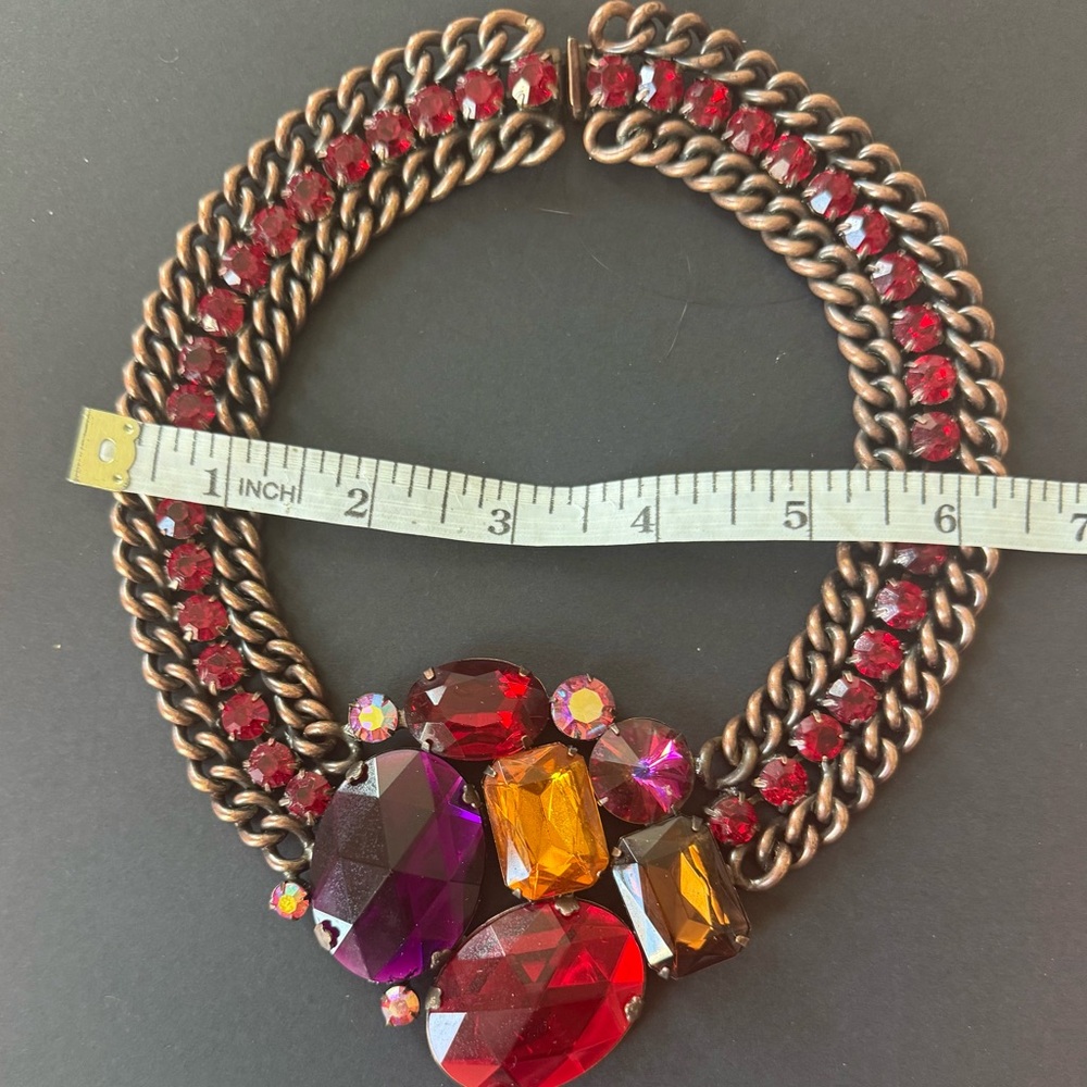 Juliana | Delizza & Elster for Alexis Kirk - Red Rhinestone Statement Necklace - Picture 8 of 10